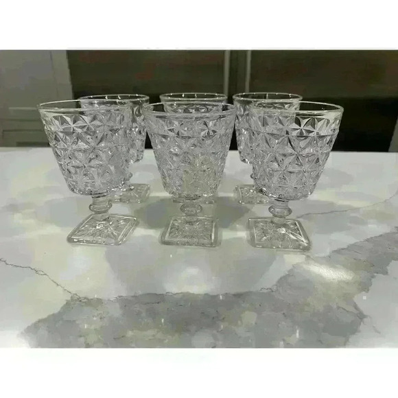 Mt. Vernon Clear Glass Water Goblet (crisscross Diamond) Imperial Glass - Ohio - Picture 3 of 3